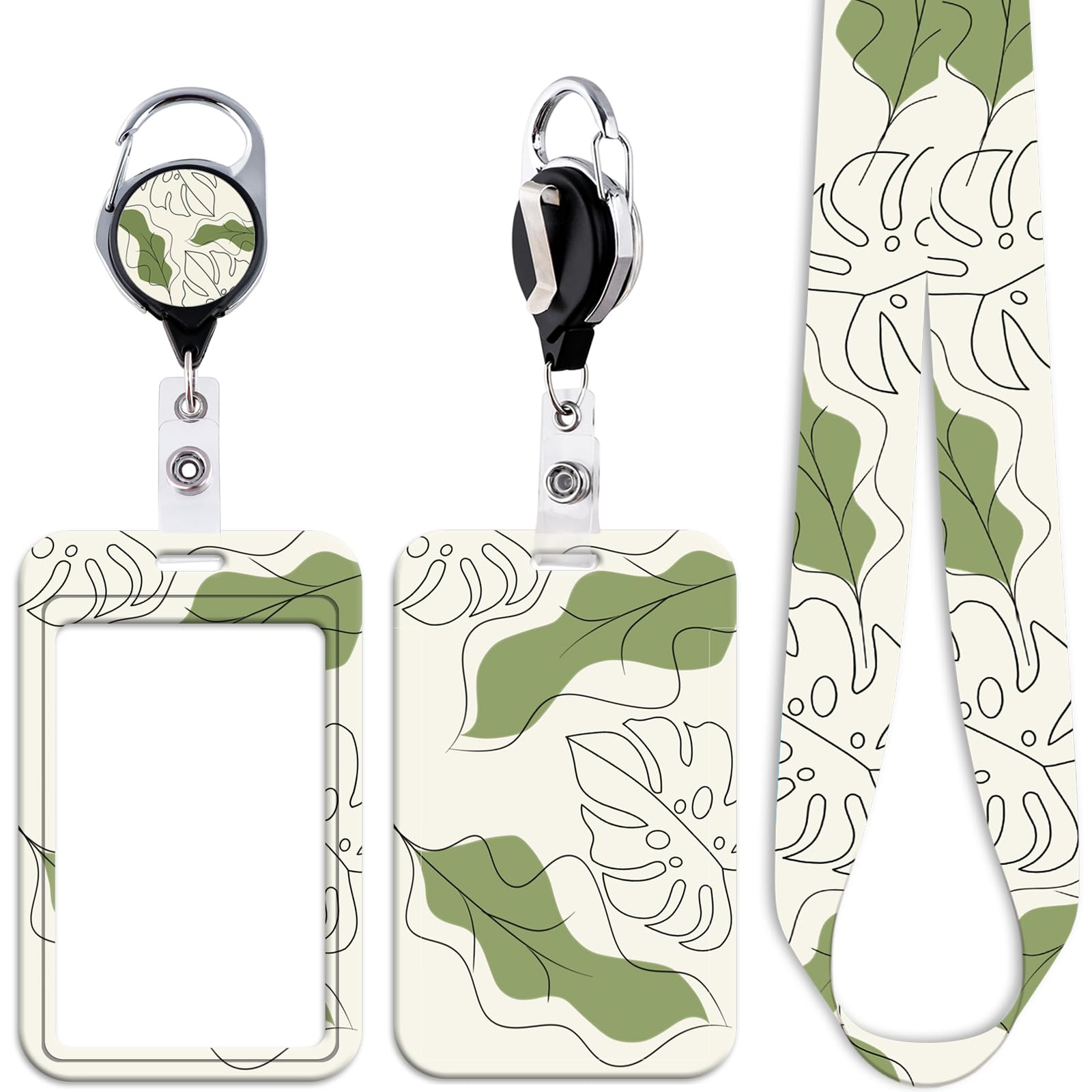 Juanooo Boho ID Lanyard Badge Holder & Retractable Badge Reel Clip Cute Keychain Lanyard ID Holder for Women Girls Teachers for Keys & ID Badges