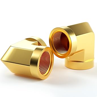 Tailonz Pneumatic Elbow 2 Way 1/4 inch x 1/4 inch Female NPT Brass Pipe Fitting Adapte?2Pcs?