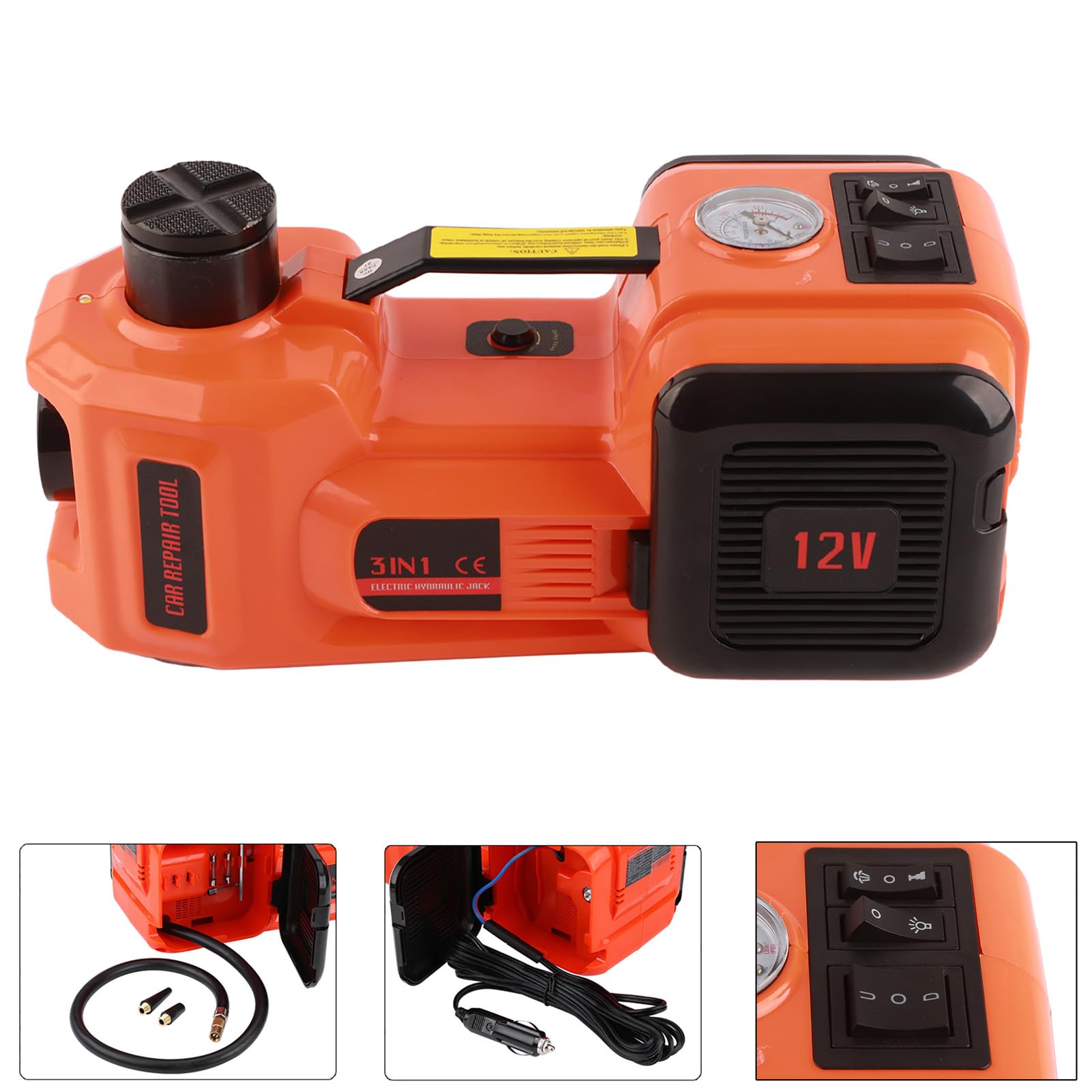 TARSHYRY Elektryczny Podnośnik Hydrauliczny 5 Ton, Podnośnik Podłogowy Samochodu 12 V DC z latarką LED i plastikową walizką do Przechowywania, do Awaryjnej Wymiany i Naprawy Opon na
