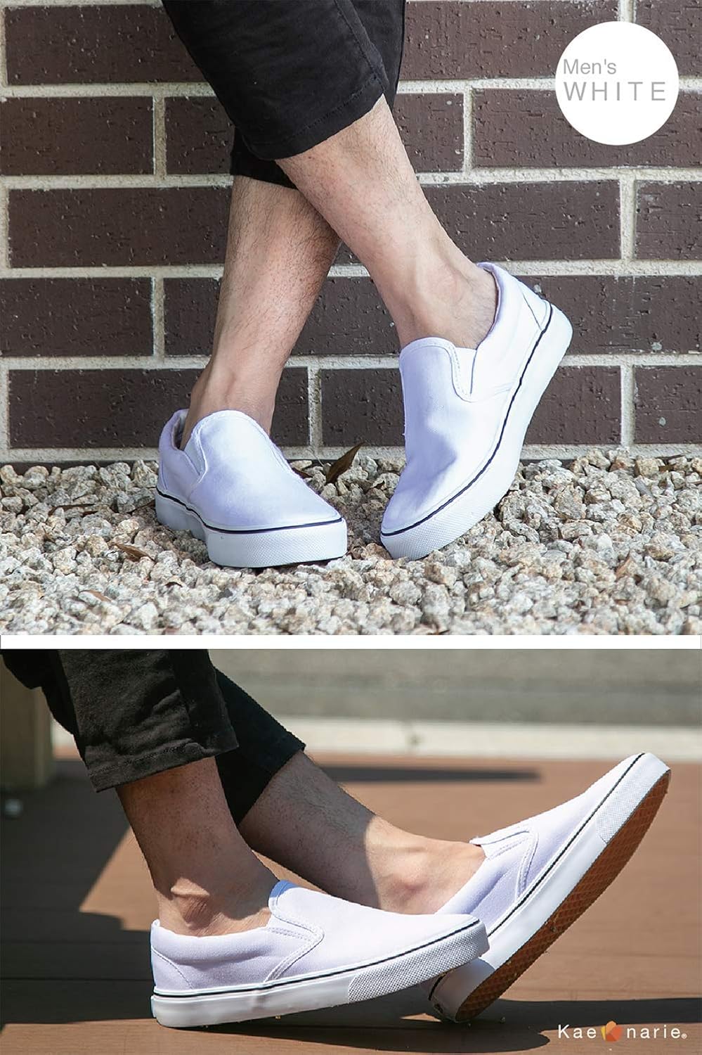 [Kaenarie] スリッポン スニーカー メンズ レディース デッキシューズ 無地 黒 白 シンプル キャンバス カジュアル オフィス 室内 学校 男女 全11色