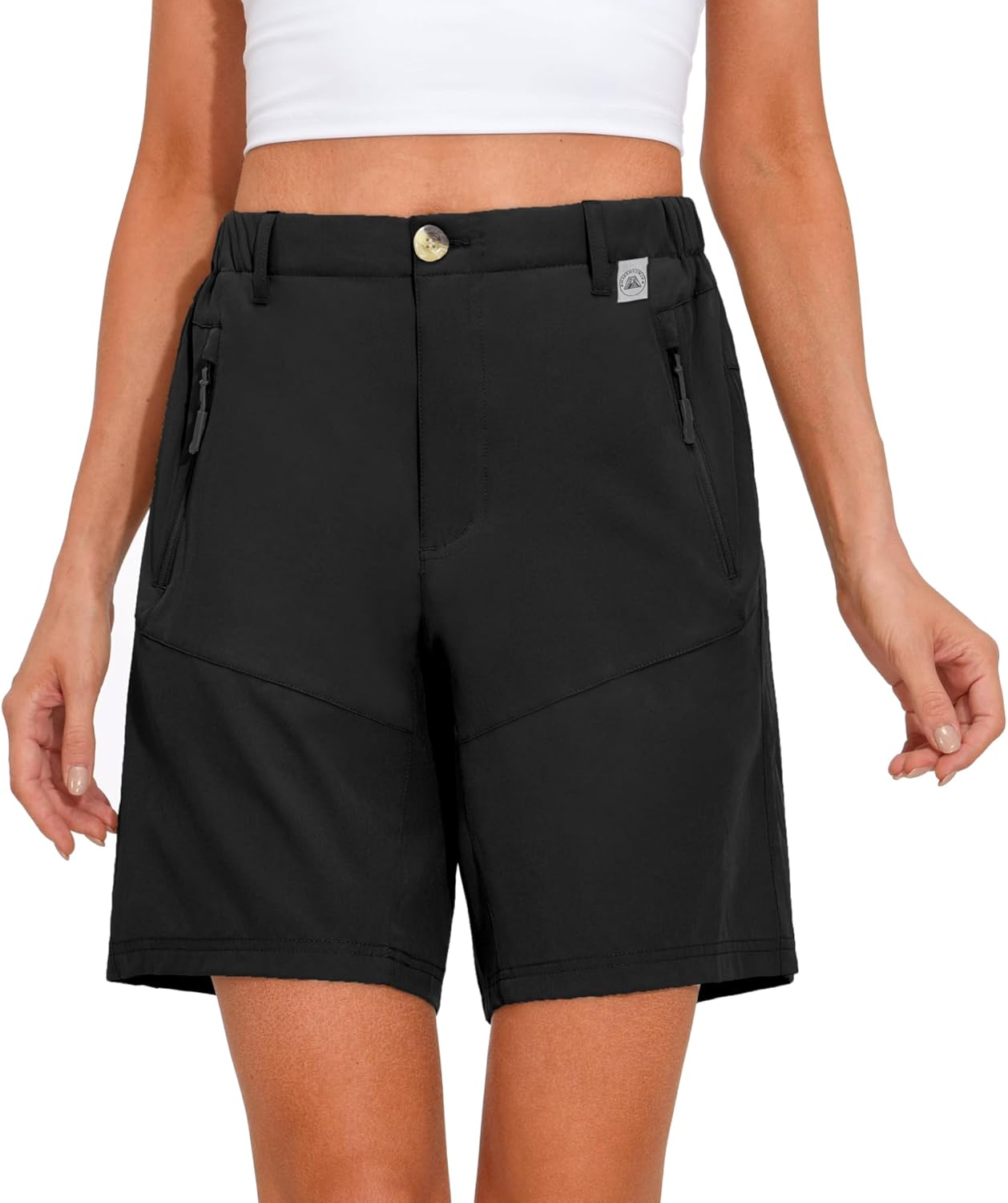 Mapamyumco Women’s Hiking Shorts Quick Dry Stretch for Golf Outdoor Camping Travel, Zipper Pockets
