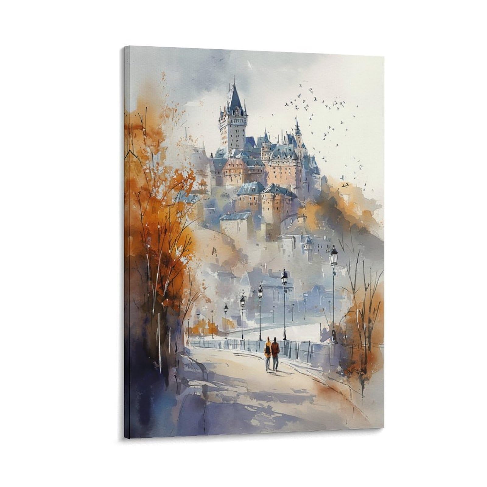 XWYMXZ Quebec City Tree 20x30inch(50x75cm) Vintage Travel Poster Watercolor Canvas Art