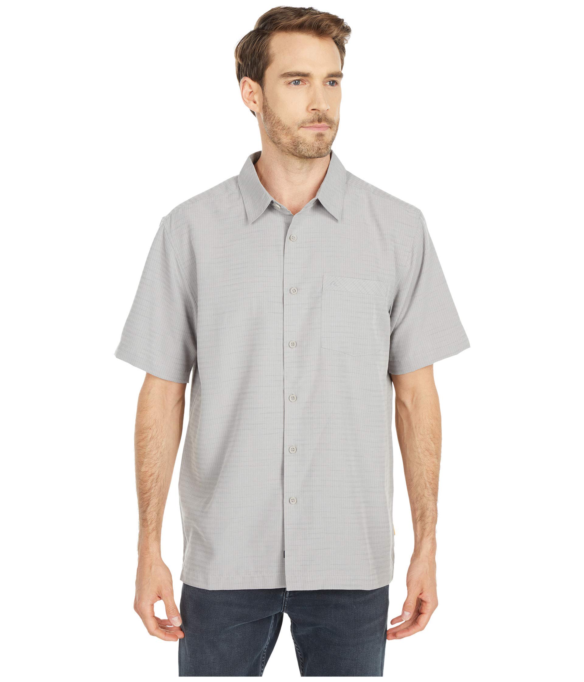 Quiksilver Men's Centinela 4 Button Up Comfort Fit Pocket Collared Shirt, Flint Gray Centinella, XL