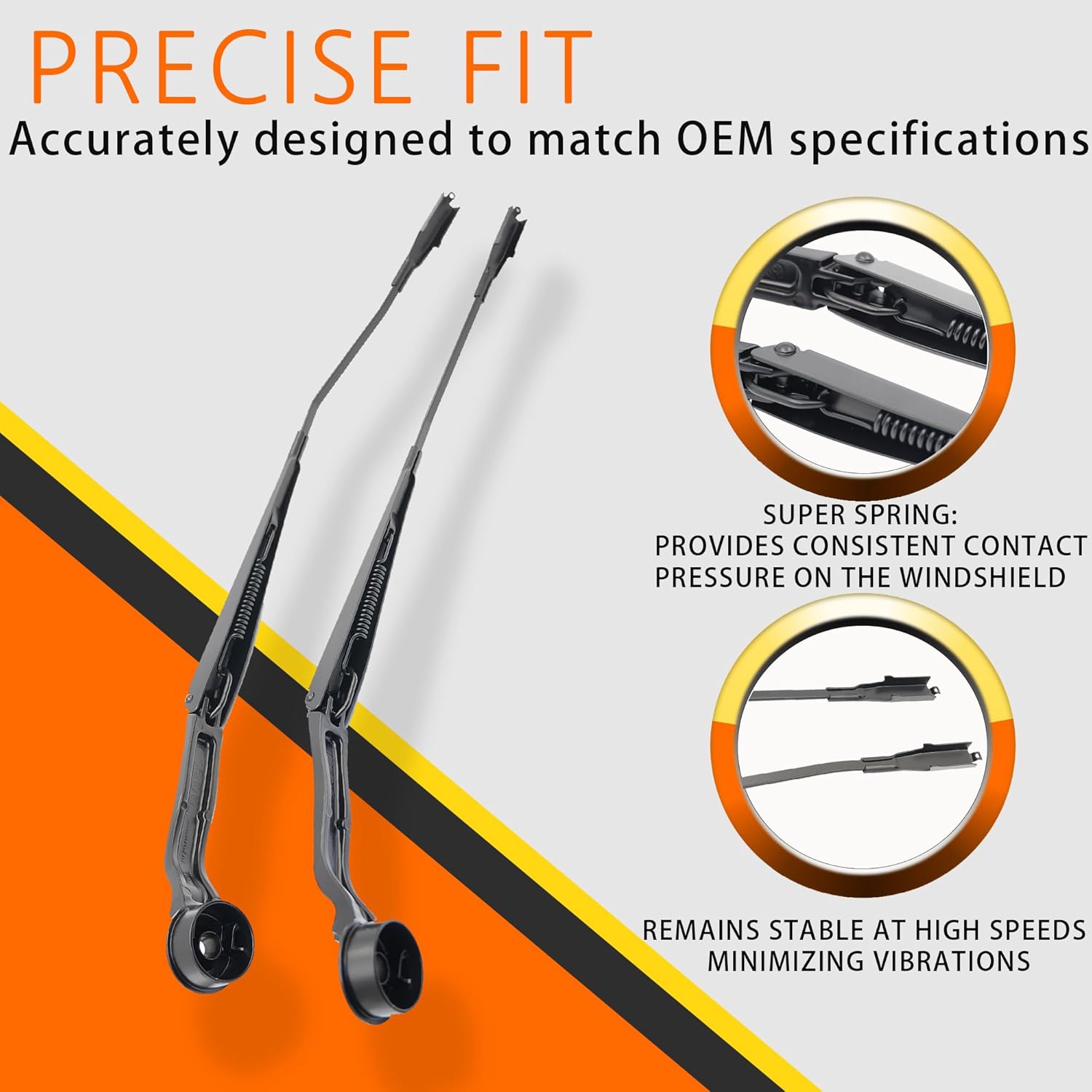 1 Pair Front Windshield Wiper Arm Kit Noiseless Fits Compatible with Ford Escape 2013-2019 Replaces OE CJ5Z17527A CJ5Z17527B 43513 Left and Right