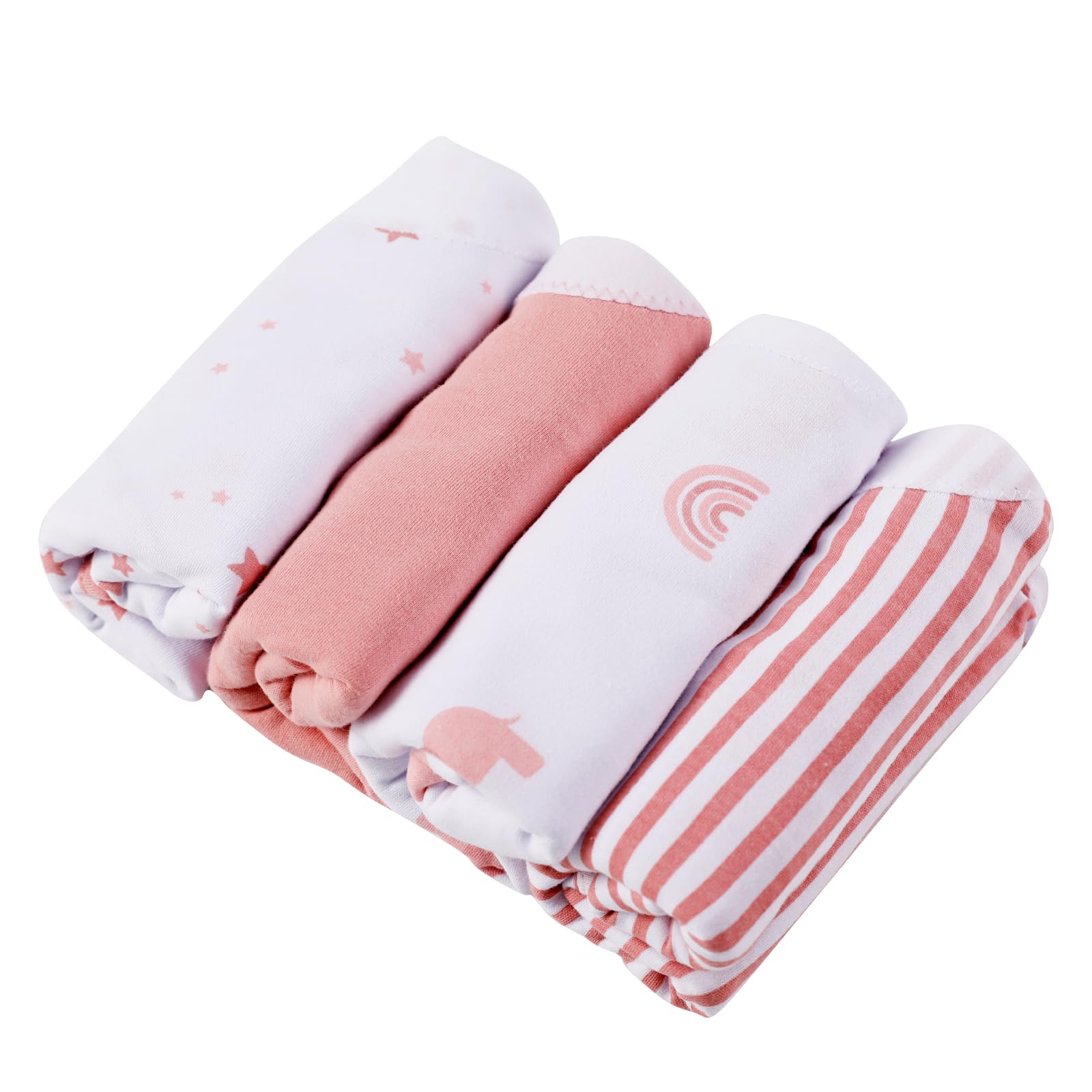 Mama Cheetah – Lot de 4 couvertures d’emmaillotage en Coton Bio pour bébé, Langes Ajustables faciles à Utiliser pour garçon et Fille de 0 à 3 Mois, Essentiels pour Nouveau-né