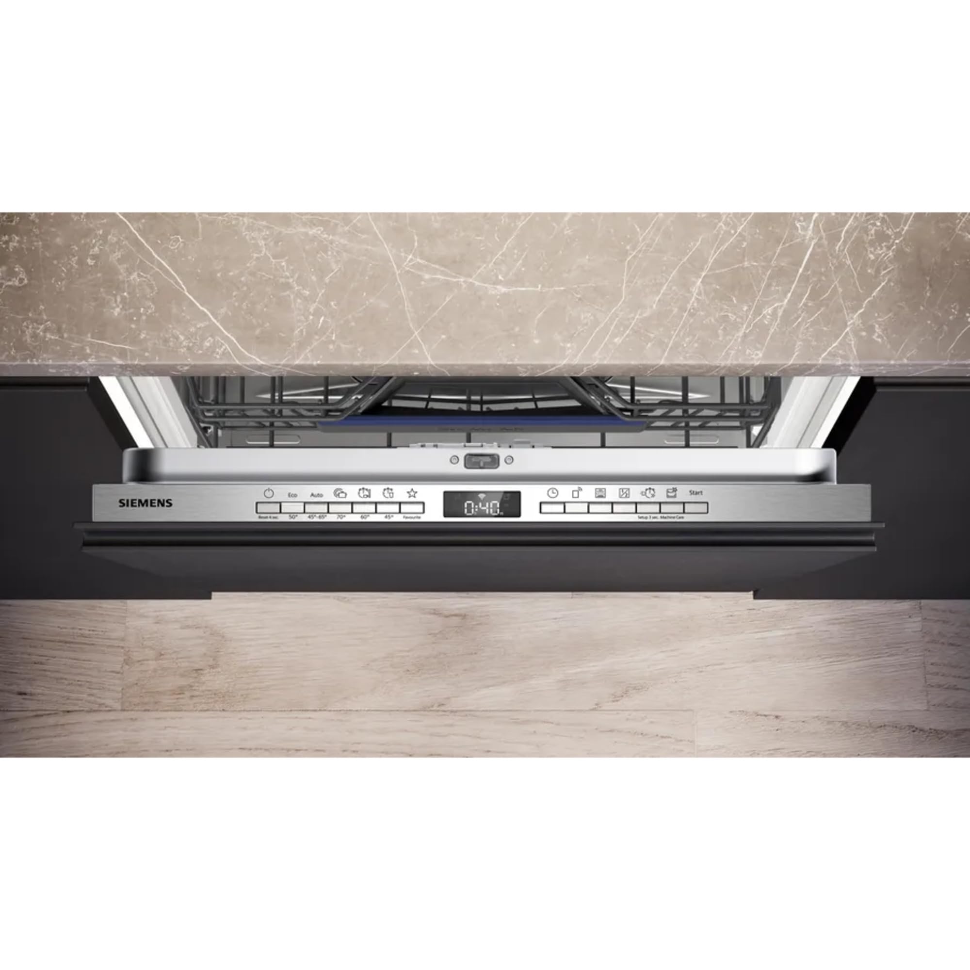 Siemens SX63EX22CE, iQ300, Lavavajillas XXL totalmente integrado 60 cm, lavavajillas inteligente, fabricado en Alemania, cajón para cubiertos, varioSpeed Plus, cestas flexibles, secado automático