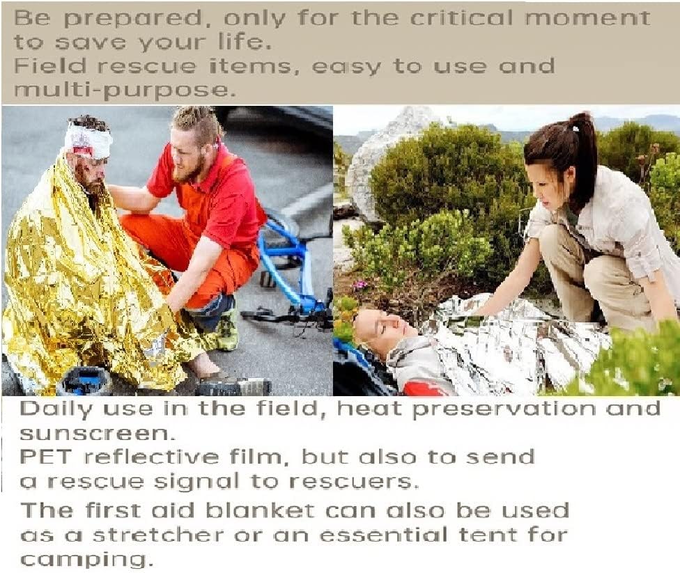 Miniatura 2 de GALAXYLENSE Manta térmica de Mylar de emergencia Galaxy para supervivencia, kits de primeros auxilios, ejército, exteriores, viajes, senderismo,