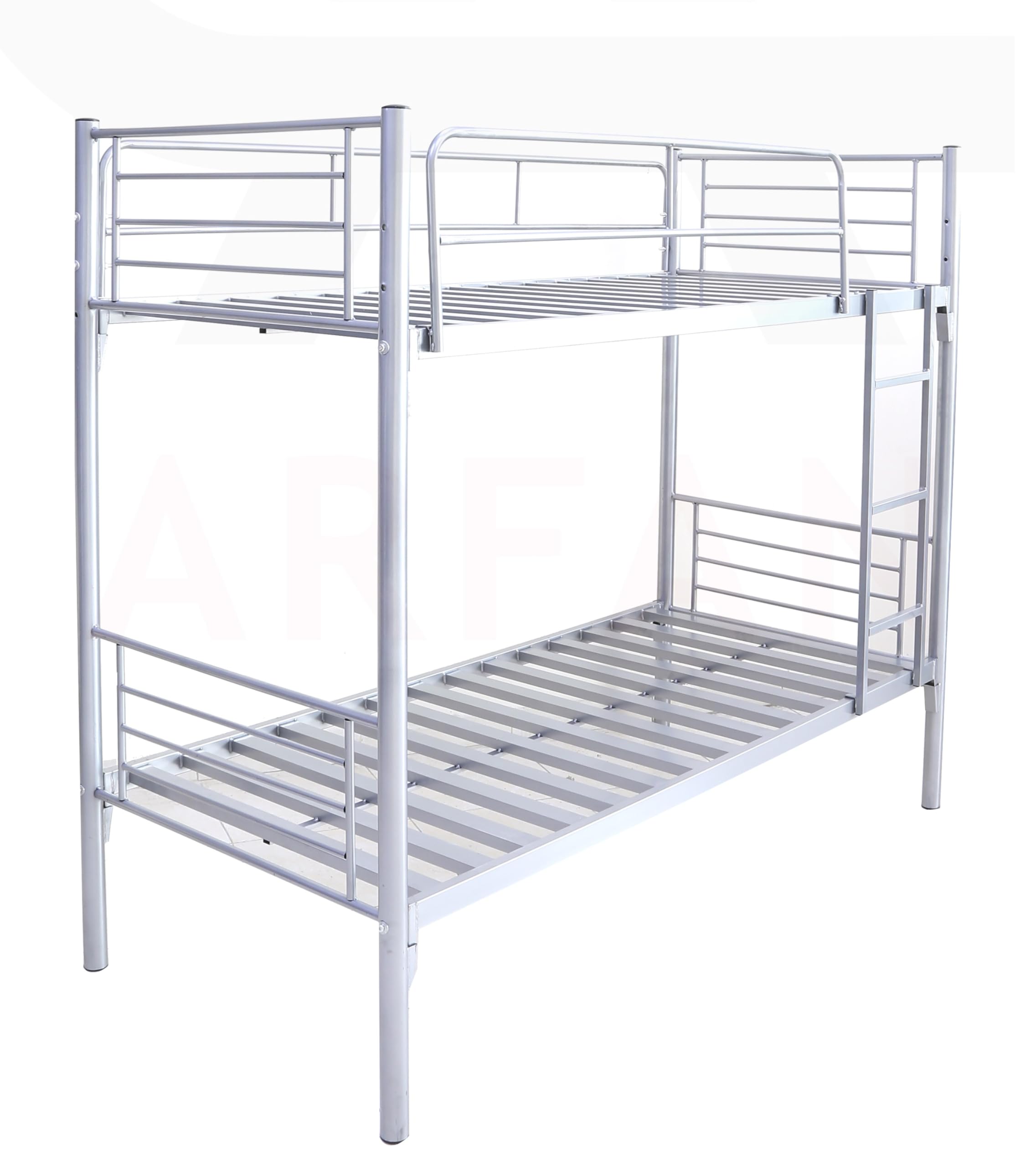 Aft Steel Bunk Bed Frame with Sturdy Steel Frame and Bed with Guard rail and ladder Grey 36 KG