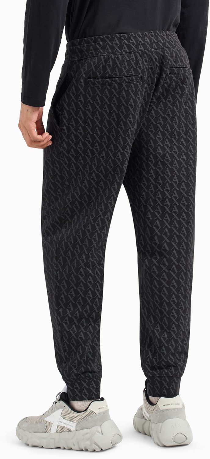 Armani Exchange Men's Cotton French Terry Jogger with All Over Ax Logo Pattern - Image 4