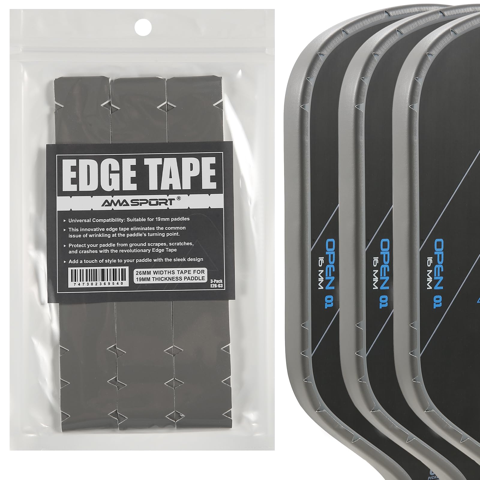 Pickleball Paddle Protection Tape - Paddle Head Edge Guard - Racket Edge Protection Tape -Fit Perfectly Curved Edge -No Wrinkling