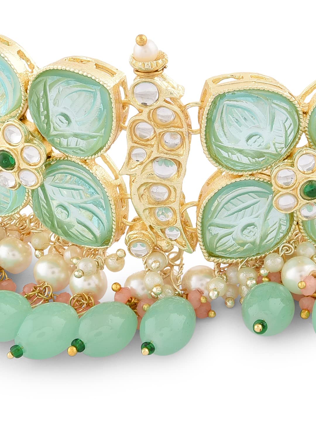 Kundan Choker Necklace Earring & Ring Set-ZPFK14722