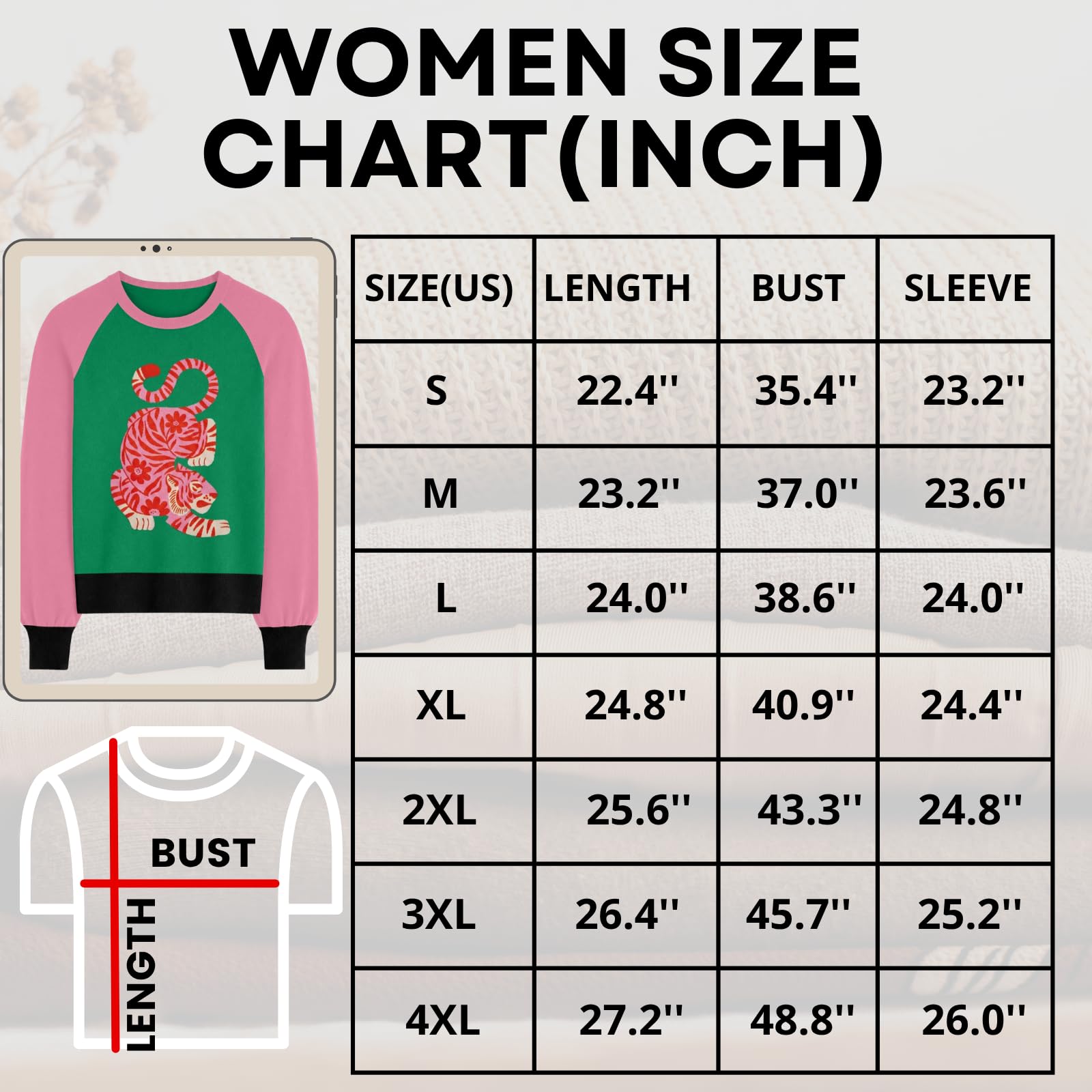 OXKnit - Maglione da donna a maniche lunghe, girocollo, lavorato a maglia, jacquard, retrò, per il tempo libero, design artistico di Jess Miller