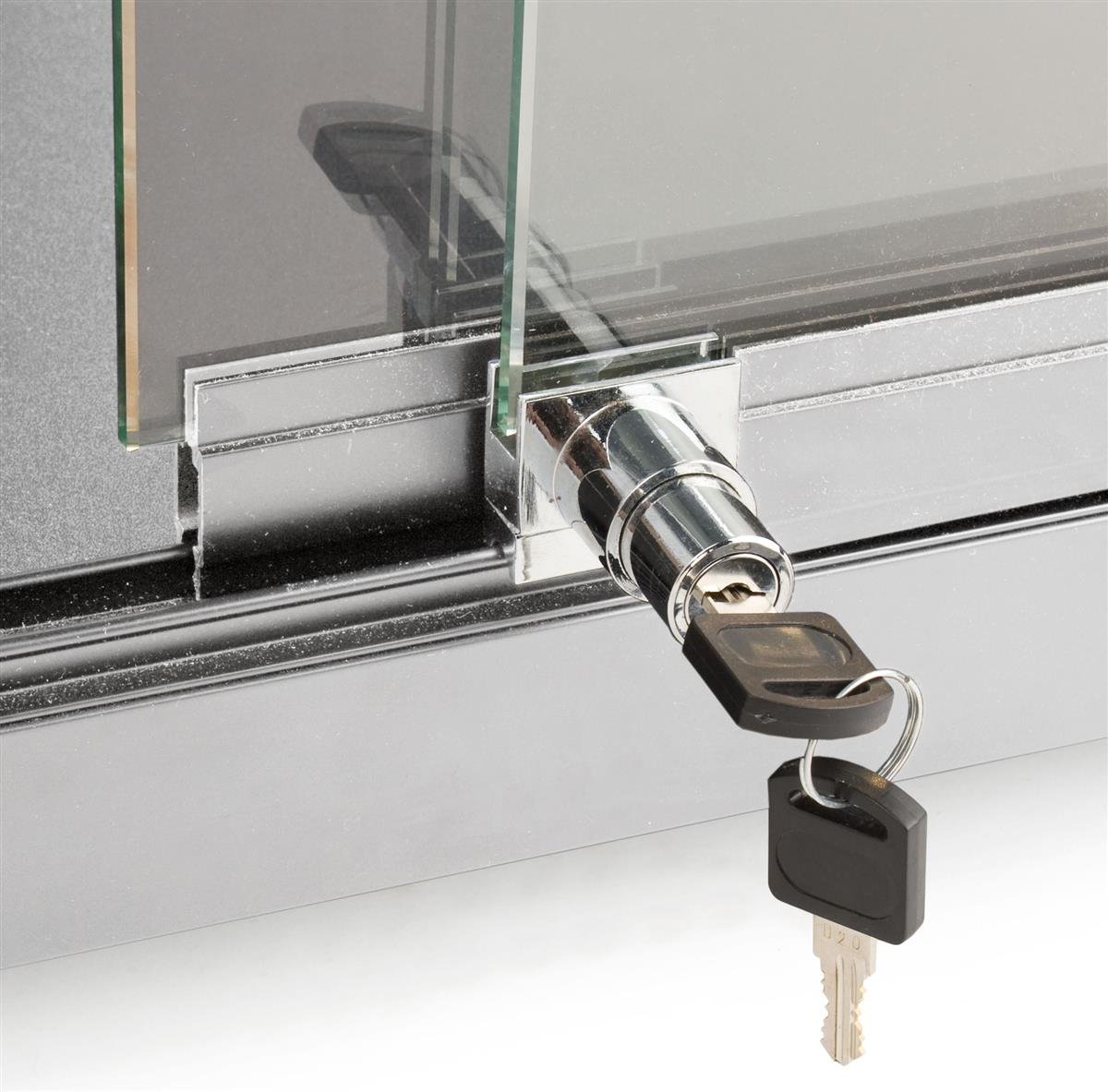 48 InchFreeStanding Glass Display Case with Adjustable Shelves and