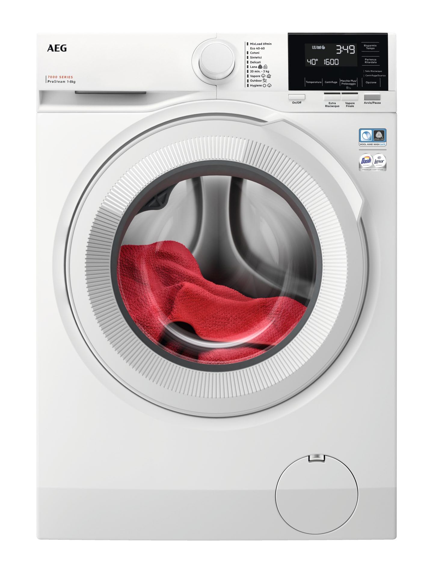 LR7G86CW - Lavatrice 8Kg, Caricamento Frontale, 1600 giri, Inverter, Classe energetica A