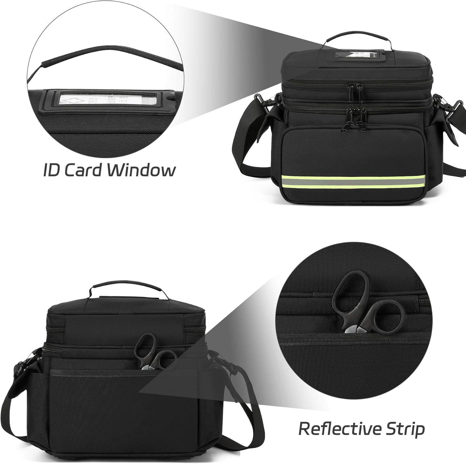 Black Double Layer First Aid Bag Medical Bag Empty Emergency First Responder Organizer for Nurses,Home Health Care, EMT - Image 3