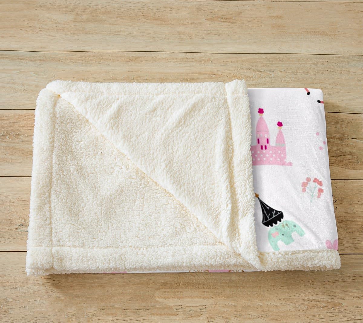 Feelyou Kids Princess Style Fleece Throw Blanket Children Pink Sherpa Blanket for Boys Girls Bedroom Decor Carriage Plush Blanket Women Men Kawaii Fuzzy Blanket for Sofa Bed Couch,Twin 60x80 Inches