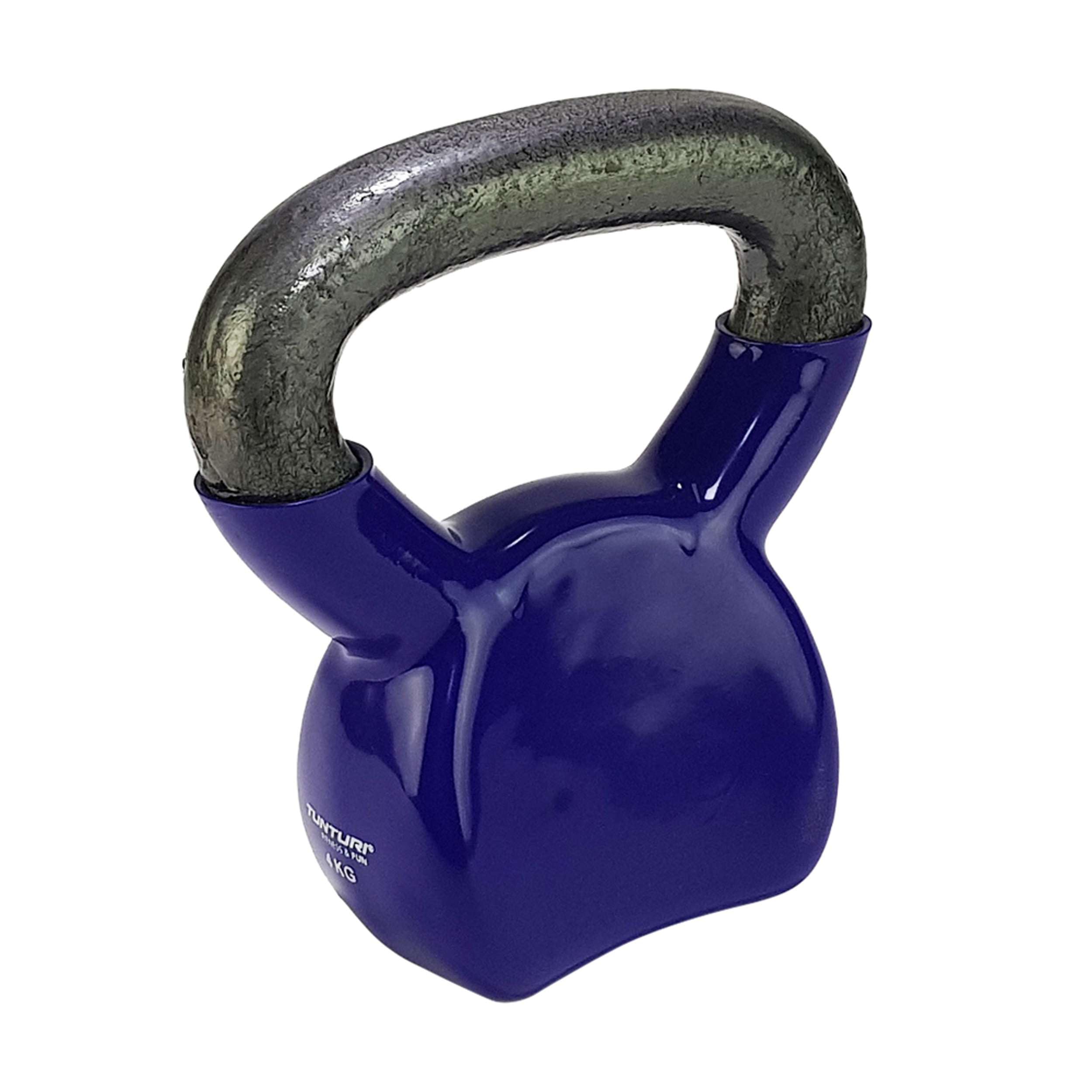 Tunturi 14TUSCL345 Kettlebell - Kettle Bell In Vinile - Viola - 4 Kg, Unisex – Adulto, Purple, 4 kg