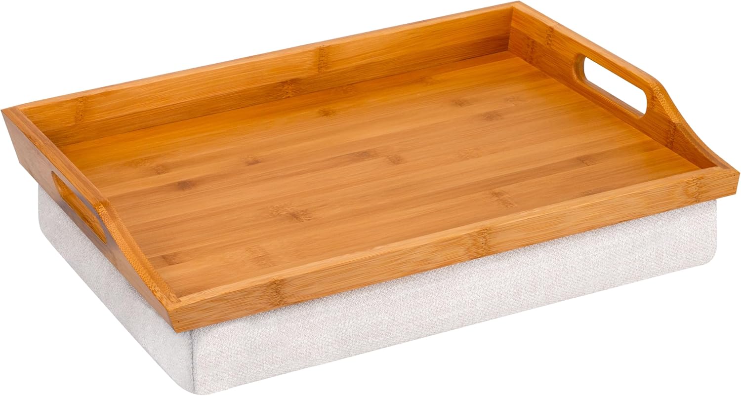 Natural Bamboo Lap Tray with Detachable Cushion
