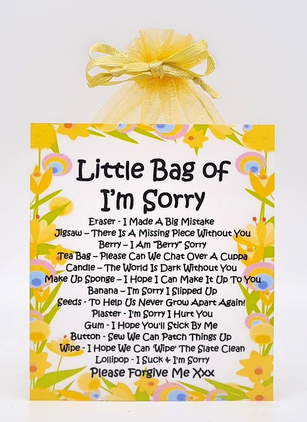 Little Bag Of I M Sorry A Unique And Meaningful Way To Apologise Perfect Gift To Apologise And Say I M Sorry Amazon Co Uk Handmade Products