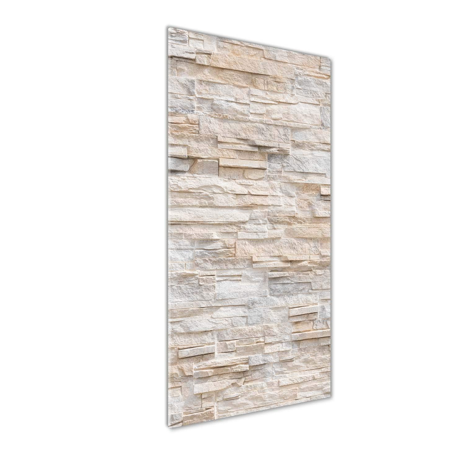 Tableaux pour la mur en verre acrylique 50x125 cm beige avec un motif de mur de briques