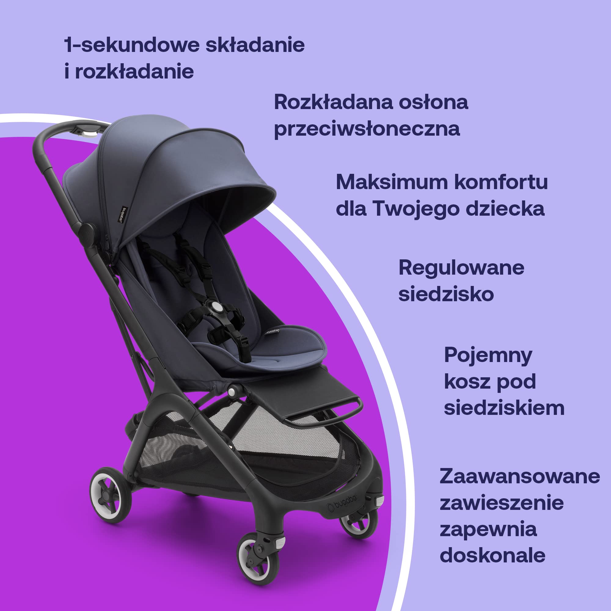 Bugaboo Butterfly Ultra Kompaktowy Dziecięcy Wózek Podróżny, Lekki, Mały i Poręczny, 1-Sekundowe Składanie Jedną ręką, Ergonomiczny, Pojemny, Łatwe Manewrowanie Jedną ręką, Stormy Blue