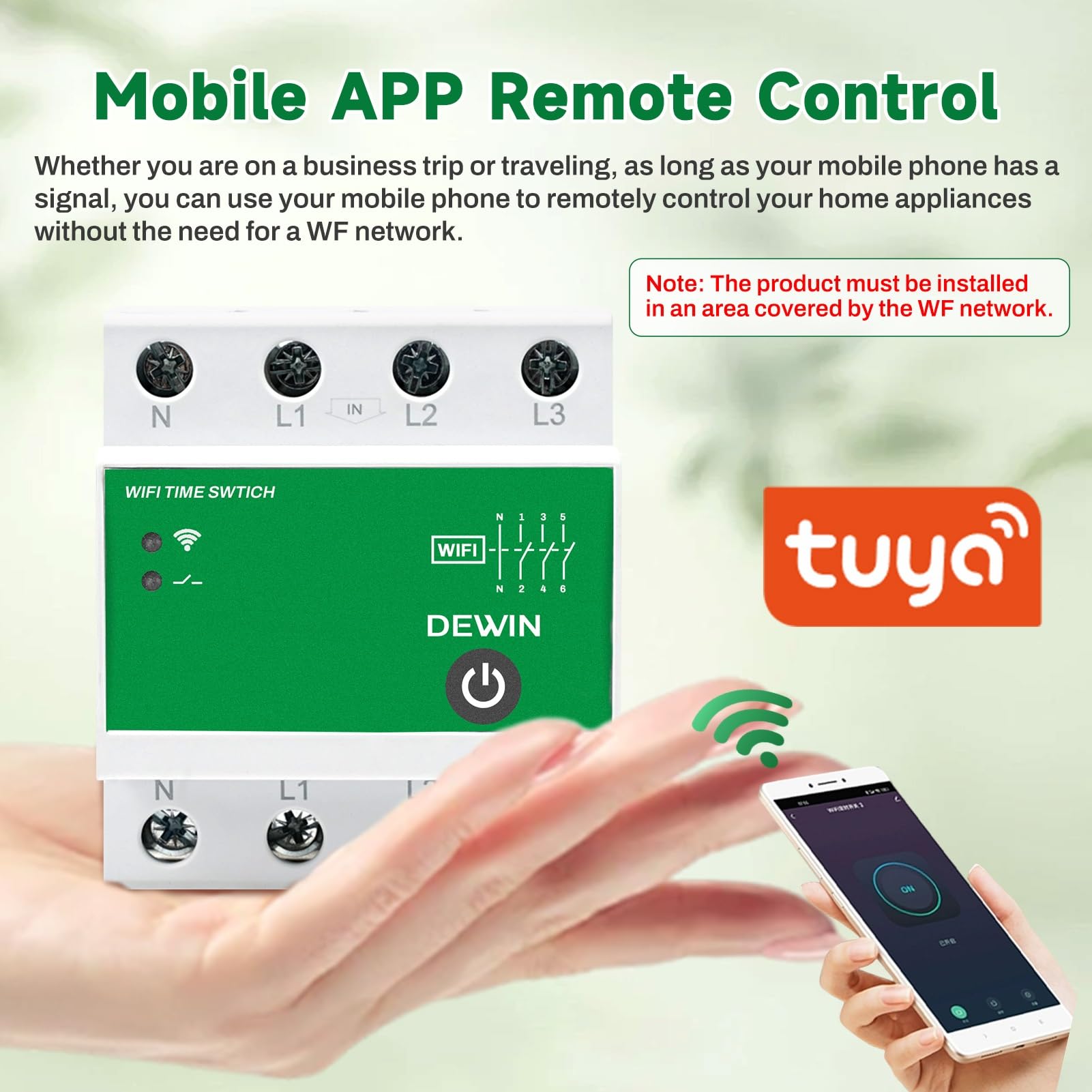Interruttore Temporizzatore WiFi, 4P Interruttore Orario WiFi Relè Temporizzato Casa 220V 63A Timer DIN Controllo Remoto tramite Tuya APP (GTS8-W)
