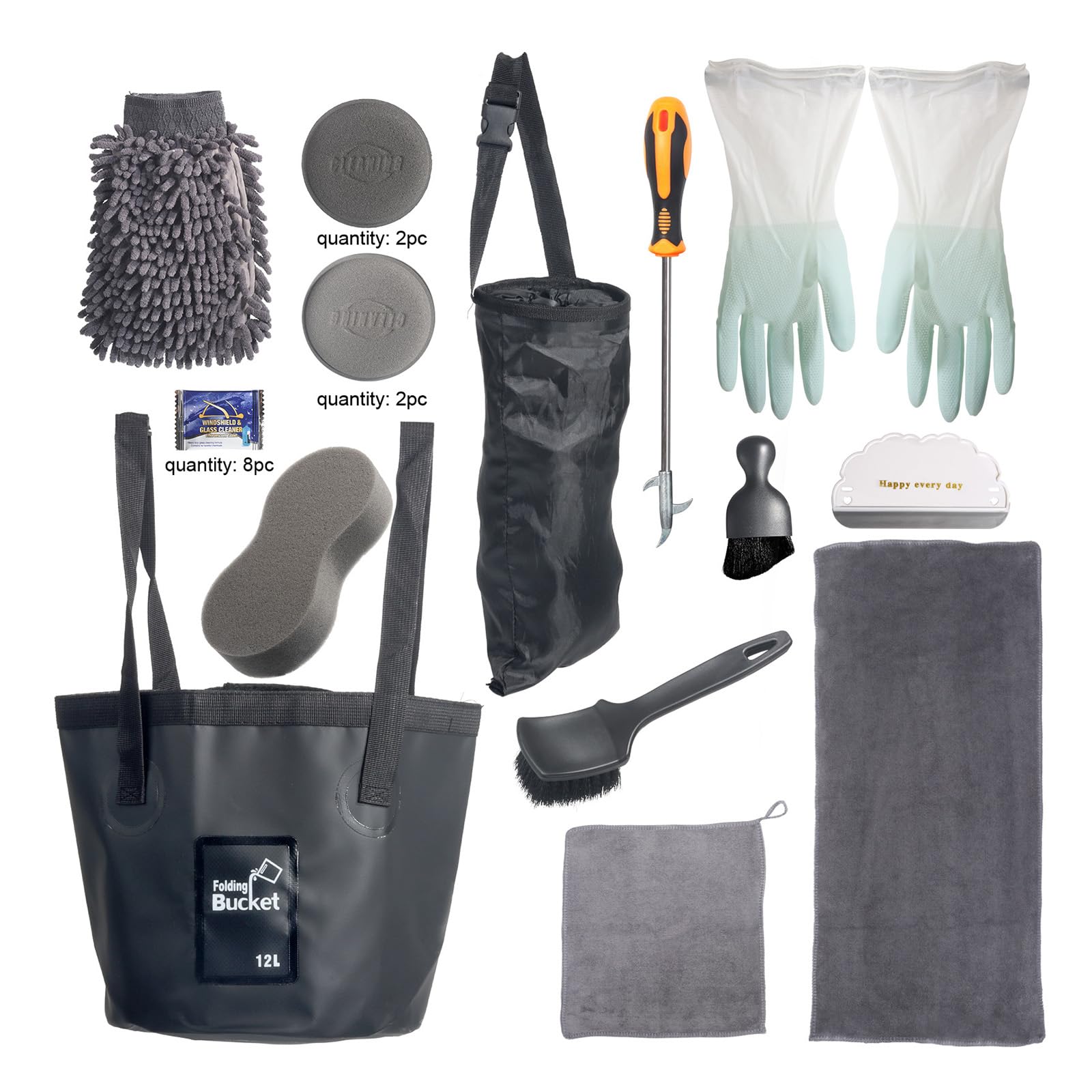 Kit de limpieza de coche de 24 piezas para solucionar la suciedad incrustada en llantas 8