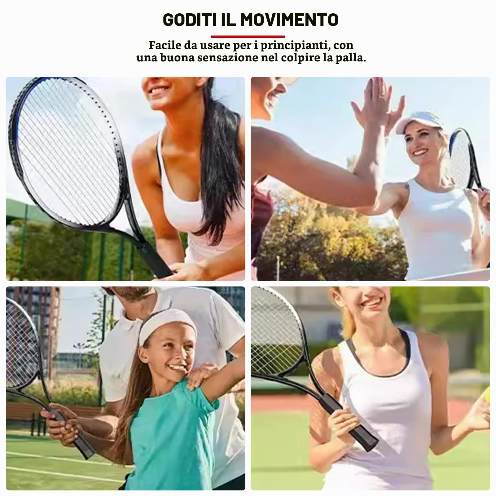 Racchetta da Tennis Per Principianti da 27 Pollici Per Adulti - Set di Racchette Singole Per Adulti Leggere Per Donne E Uomini con Borsa Per Il Trasporto