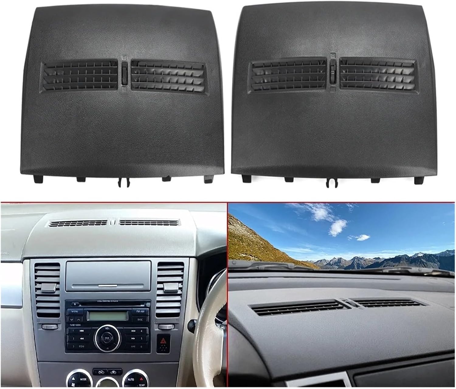 Air Outlet Car Center Dashboard Finisher-Instrument Panel Cover Fit for Nissan Tiida 05-11 Middle Air Conditioner Outlet Vents Left Right Hand Attractive and Durable(RHD Black Set)