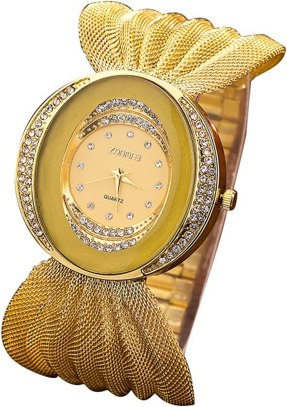 Ladies Floral Shape Mesh Bracelet Wrist Dress Watch Bracelet Watch Quartz Watch for Women Party - Female Gold, Silver