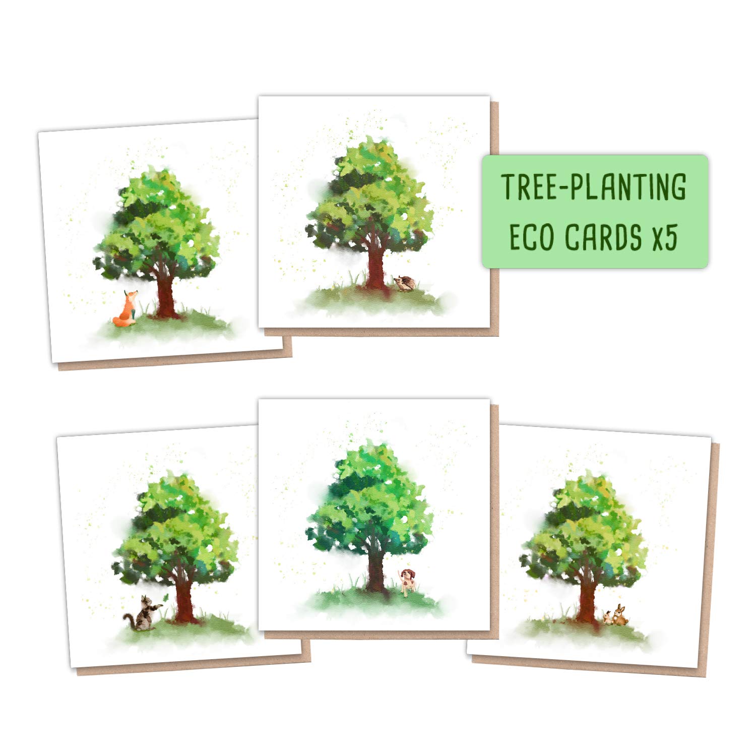 TW5P1 Tree Planting Eco Friendly Cards. 3 Trees Planted & Flower Seeds Inside. 100% Recycled, Vegan & Plastic Free. Tree Wishes