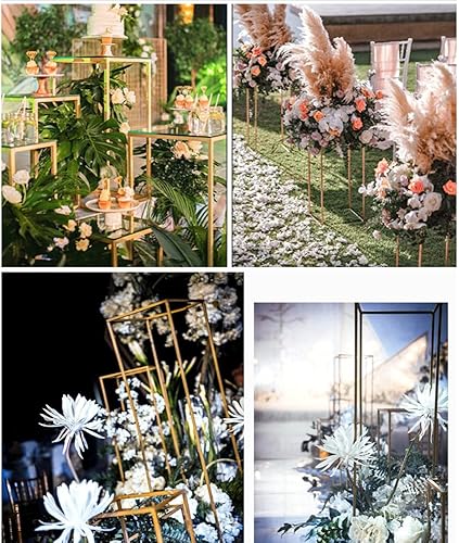 Miniatura 6 de TFCFL 4 jarrones para centros de mesa, soporte de flores de boda, soporte de arco de boda, jarrón de metal, soporte de columna, jarrón geométrico