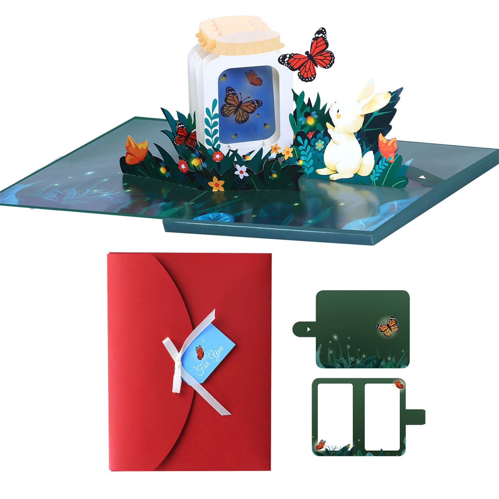 Kalttoy Lighted Up Greeting Cards Illuminated Butterfly Paper Sculpture Holiday Greeting Cards for Kid Adult Christmas Birthday Holiday