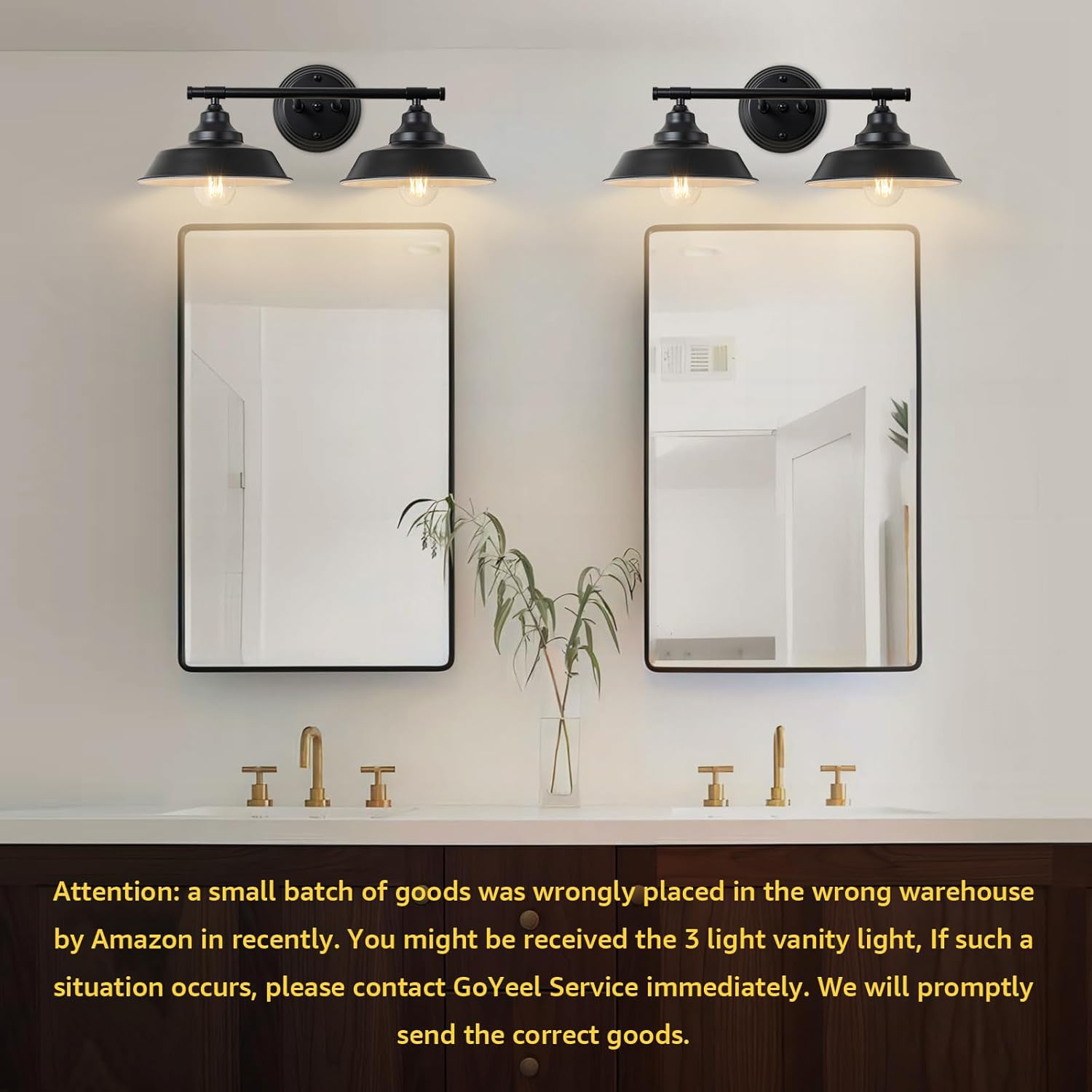 GoYeel Bathroom Light Fixtures 2 Light - 21" Matte Black Vanity Lights for Mirror Rustic Industrial Bathroom Wall Light Fixtures, E26 Bubes