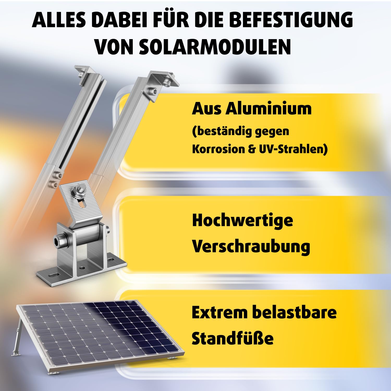 Avoltik 2x Solarpanel Halterung I Solarmodul-Halterung Balkonkraftwerk aus Aluminium I Solarmodul Aufständerung mit verstellbarem Winkel 15-30° für Dach, Balkon, Boden I Halterung für zwei Solarmodule
