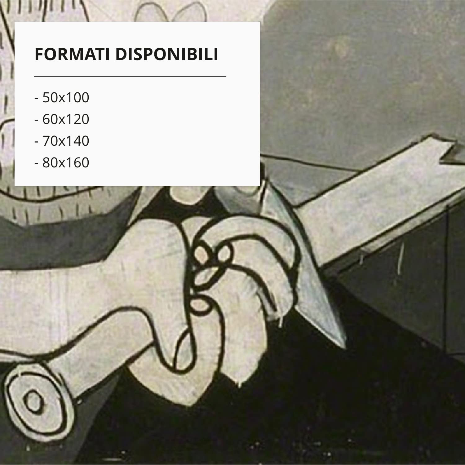 ShopArt Fine Art Prints Quadro - Pablo Picasso, Guernica - Stampa su Tela - Riproduzione Artigianale Digitalizzata - Pronto da Appendere, 80x160 cm
