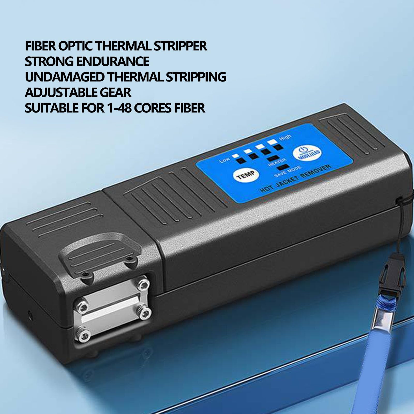 Décapant de Fibre Chauffant, Rechargeable à 48 Cœurs pour Fibre Nue | 8 Réglages de Température jusqu'à 150 °C, Batterie 3 500 MAh, Outil de Dénudage Thermique, Convient aux Rubans et Fibres