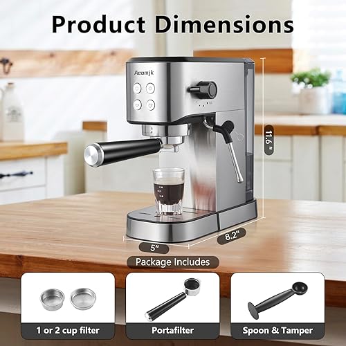 Miniatura 2 de Aeomjk Máquina de café expreso, 20 bares, máquina de café expreso profesional con espumador de leche, máquina de café expreso para capuchino, café