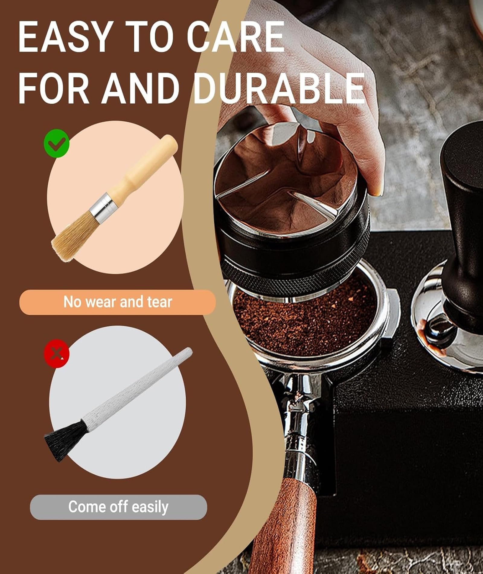 2 PCS Chalk Painting Brush, Wooden Painting Brush for Furniture, Round Brush for Painting, Texture Art Tools for Canvas Fabric Paint Set, DIY Projects Home Decor Craft Supplies 3