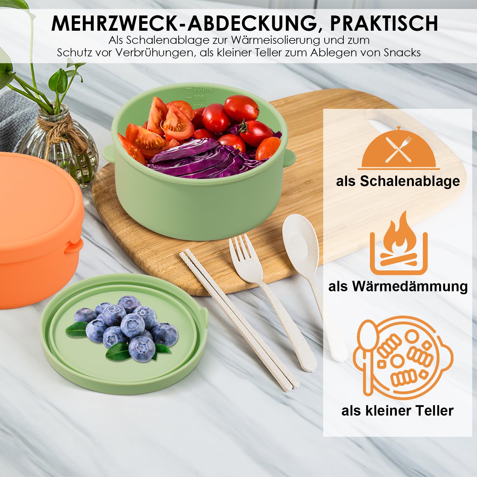 Pizzaballenbox 4 Stück, 700ML Pizzaballenbox mit Deckel, Pizza Box aus Antihaftendem, Silikon-Pizzateig-Kugel-Gärbehälter Teigschale für Home Kitchen Restaurant Bunt