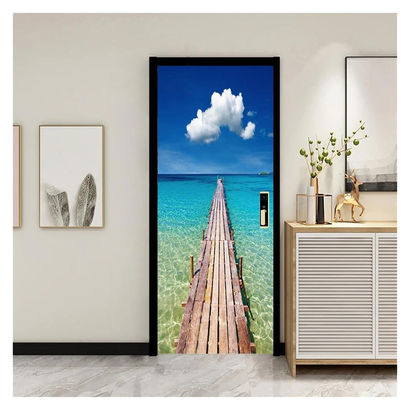 Autocollants muraux pont avec vue sur la mer déco intérieure autocollante en PVC