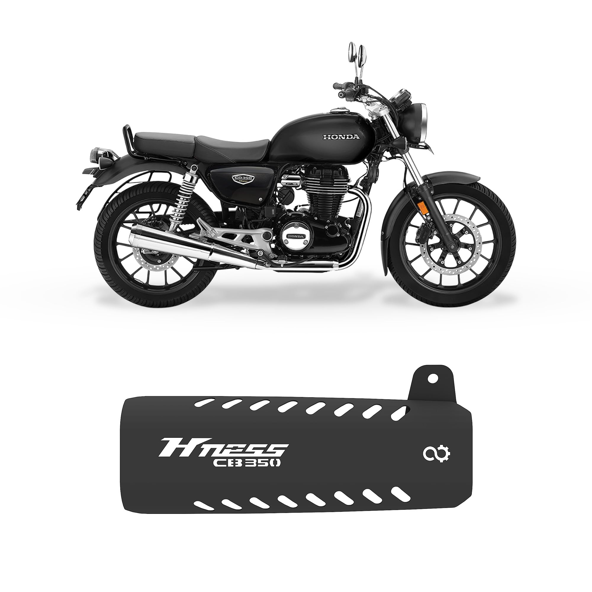 Auto Infinity Exhaust Guard Compatible with Honda- H'ness CB 350 (Black)