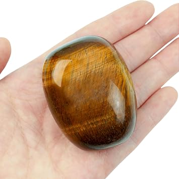 YATOJUZI 1PCS Tigers Eye Stone 1.6"-2" Natural Crystals and Healing Stones Crystal Palm Polished Worry Stones Rocks Gemstones for Meditation Chakra Balancing Gifts for Women Men
