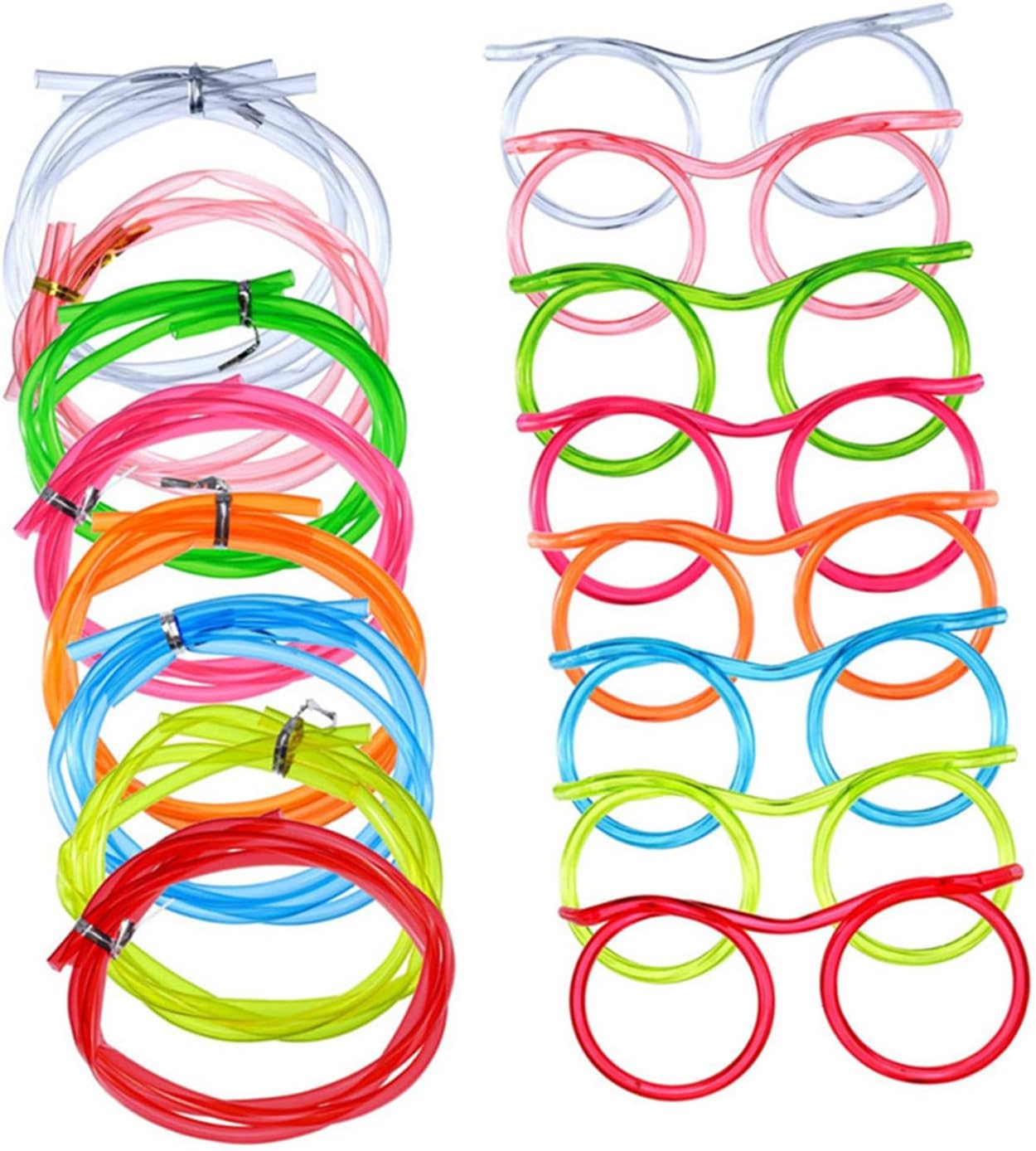 KICHOUSE 24Pcs Creative Glasses Straws for Parties Fun Eyewear Drinking Straws Reusable Straws DIY Straw Glasses for Events and Celebrations