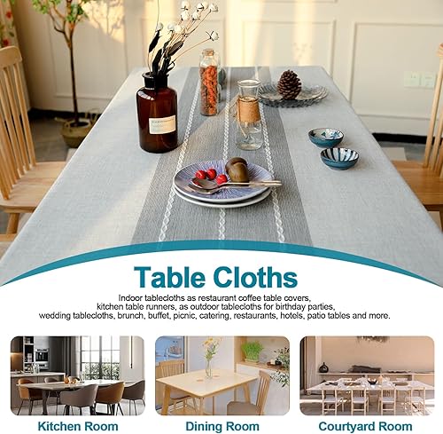 Miniatura 5 de BESBESME Mantel rústico impermeable de estilo bohemio, manteles para mesas rectangulares de cocina, comedor, lavable y resistente a las arrugas