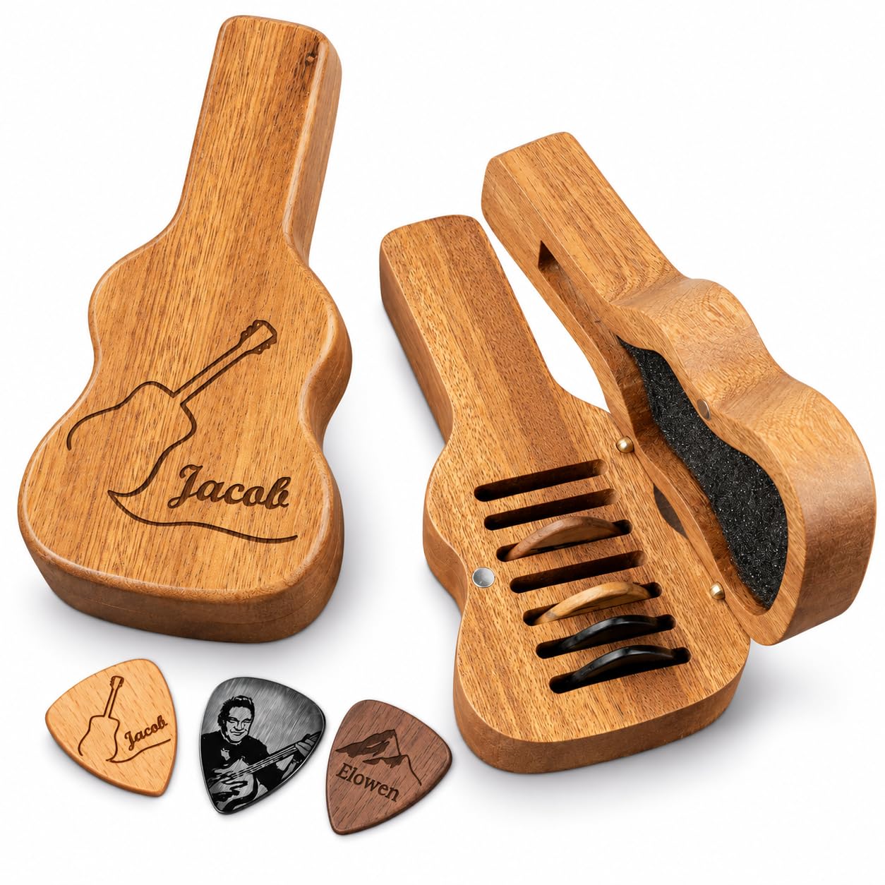 CALLIE Personalized Guitar Pick Holder Case with Engraved Name