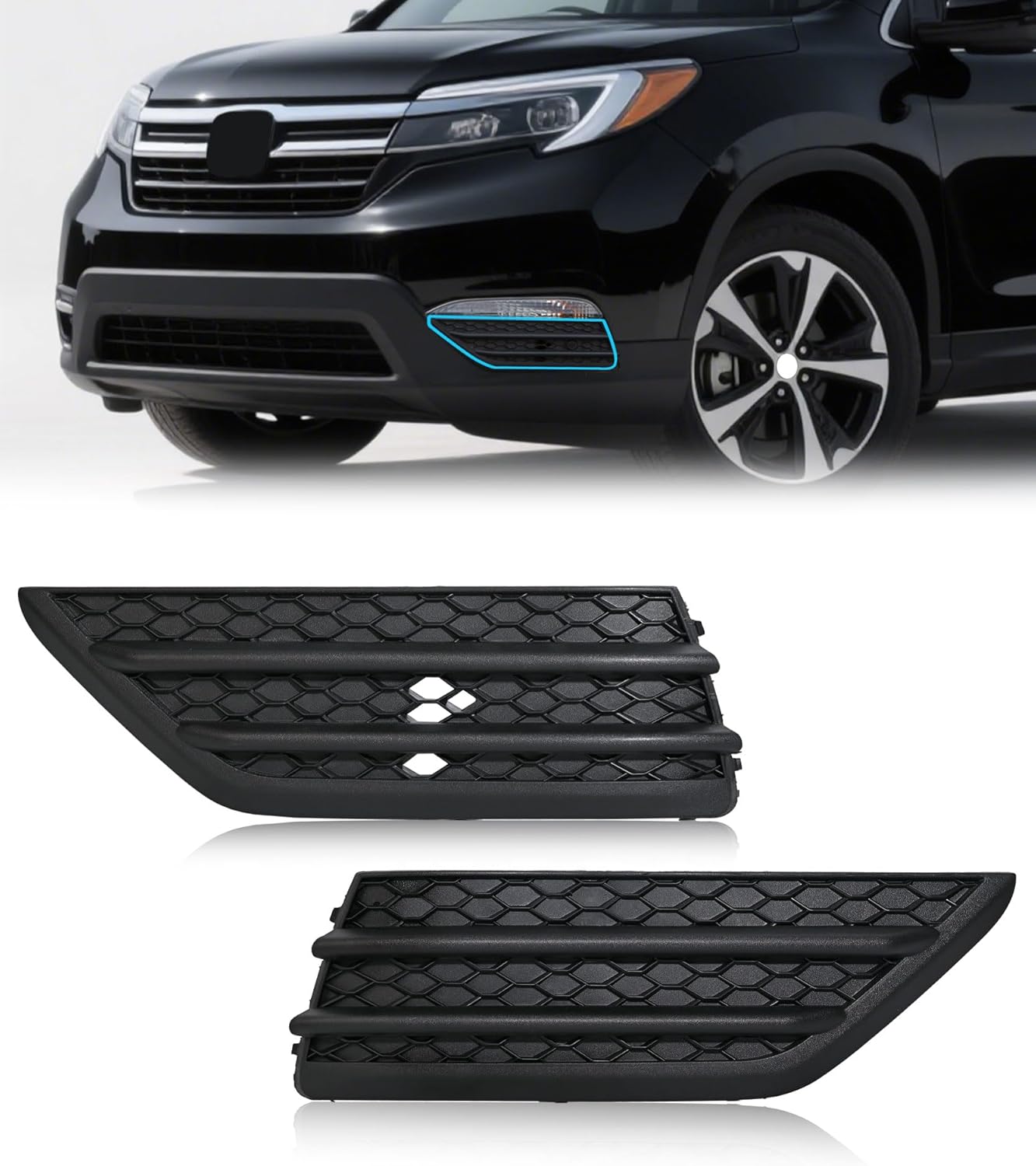 Fog Light Cover Fit for 2016 2017 2018 Honda Pilot accessories Outer Driver and Passenger Side Pair/Set HO1038130 HO1039130 71107TG7A00 71102TG7A00