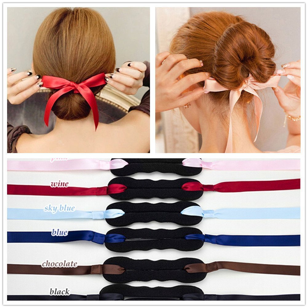 3Pieces Elegant Cloth Magic Clip French Twist Bum Makder Holder Roll Rings Donut Updo Chignon Former Pads Foam Sponge Hairstyling Curler Braid Ponytail Hair Style Styling Tool Party Hair Accessories
