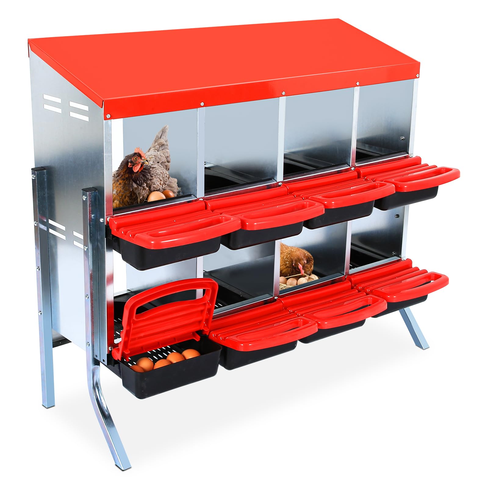 Chicken Nesting Box, 8 Compartments with Leg Chicken Nesting Boxes for Laying Eggs, Nesting Boxes for Chicken with Egg Collection for Chicken Coop,