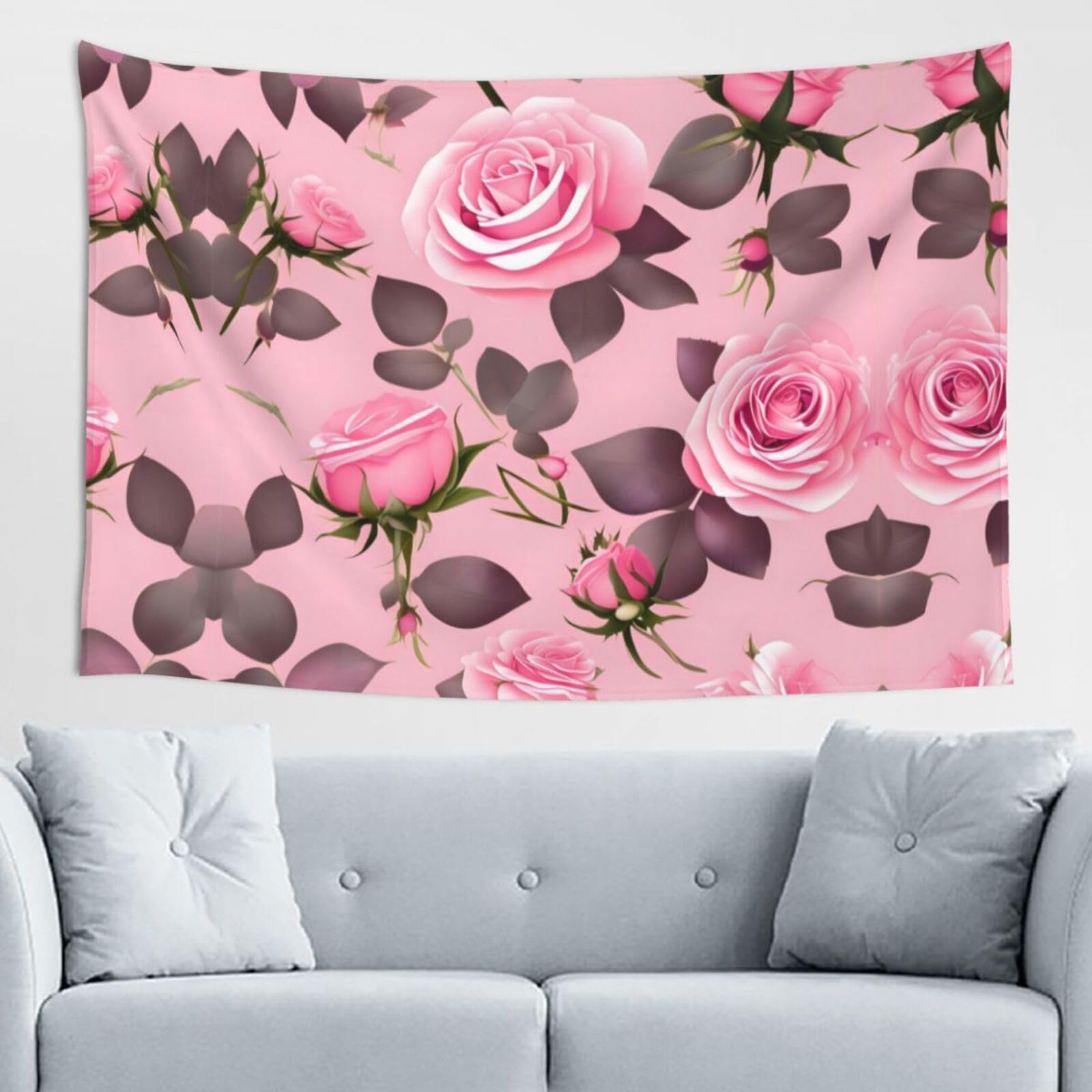 ZZYYDS Pretty Pink Roses Wall Decor Tapestry 60x40in, Wall Hanging, Home Decor, Dorm Decor, Porch Tapestry, etc.